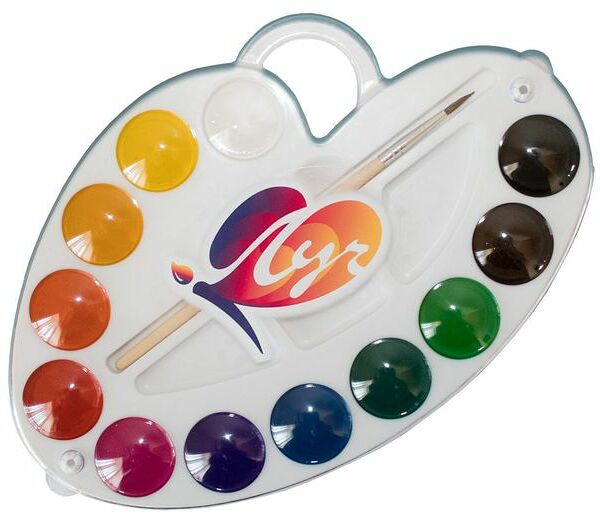 Акварель Луч Палитра 12 цветов с кистью,фигурная