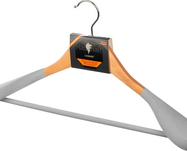 Вешалка Leonord с широкими плечами флокированная светлое дерево
