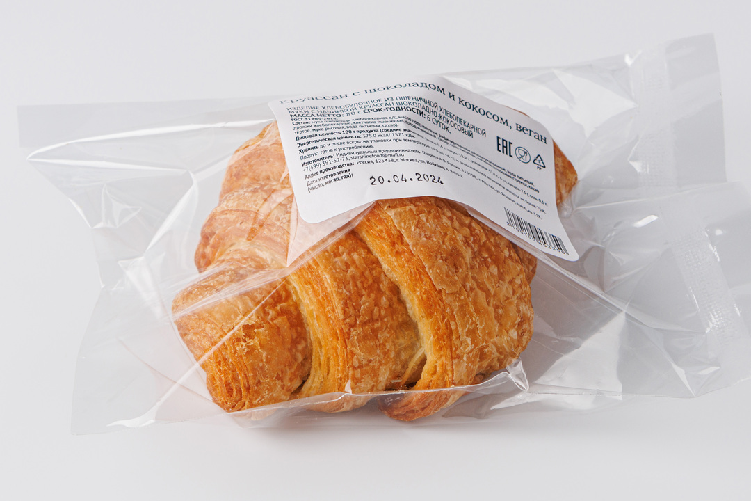 

Круассан ВкусВилл с шоколадом и кокосом, веган, 80г