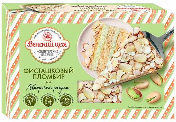 Торт Венский цех Фисташковый пломбир 390г