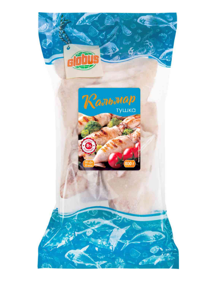 Кальмар командорский Глобус тушка замороженный 800г