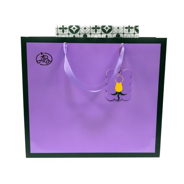 Пакет подарочный «Азбука вкуса» фиолетово-зеленый с открыткой 40х35х14, Россия