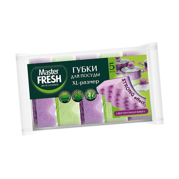 Губки Master Fresh для мытья посуды Strong XL-размер