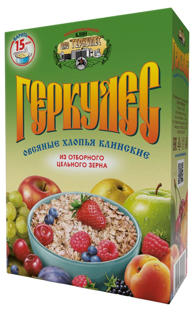 

Хлопья овсяные Клинские Геркулес из цельного зерна, 500 г