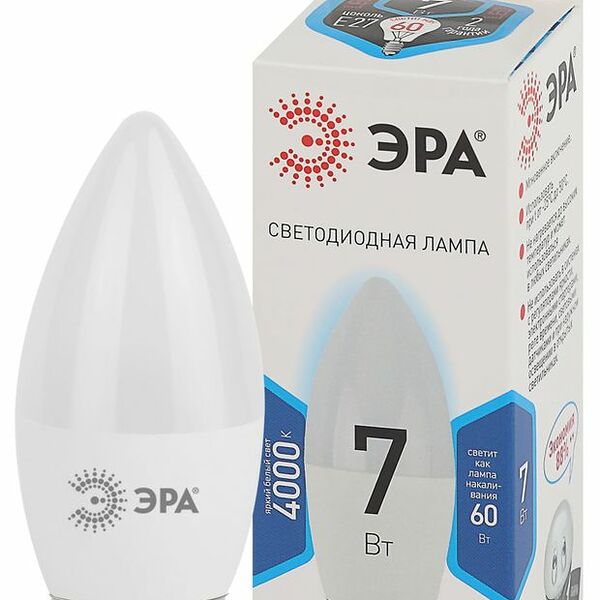 Лампочка светодиодная ЭРА STD LED B35-7W-840-E27 