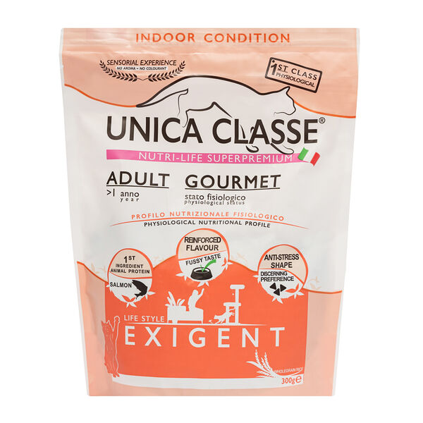 Сухой корм UNICA для привередливых взрослых кошек Adult Gourmet , с лососем, 300 г