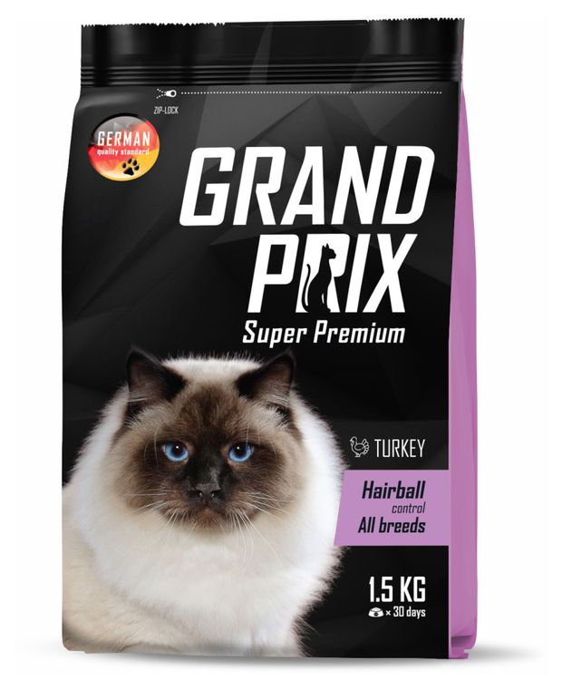 

Корм Grand Prix Hairball сухой для кошек вывод шерсти с индейкой 1.5кг