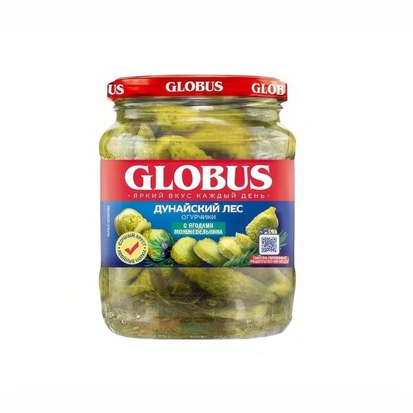 Огурцы Globus маринованные с можжевельником 510г  