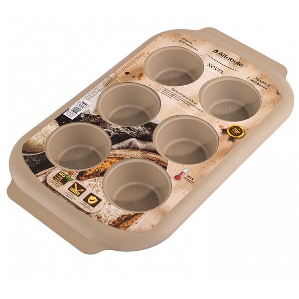 Форма для выпечки Attribute Novel, 6 маффинов, 36x21x3 см, металл