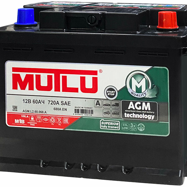 Аккумулятор MUTLU AGM M1 60 Ач 680 А обратная полярность