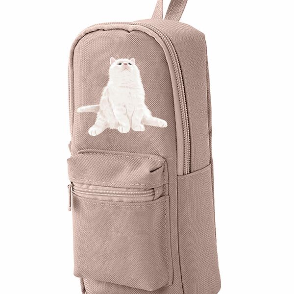 Пенал 1 отд сред Schoolformat Домашние Коты 210x40x90 мм бежев полиэстер