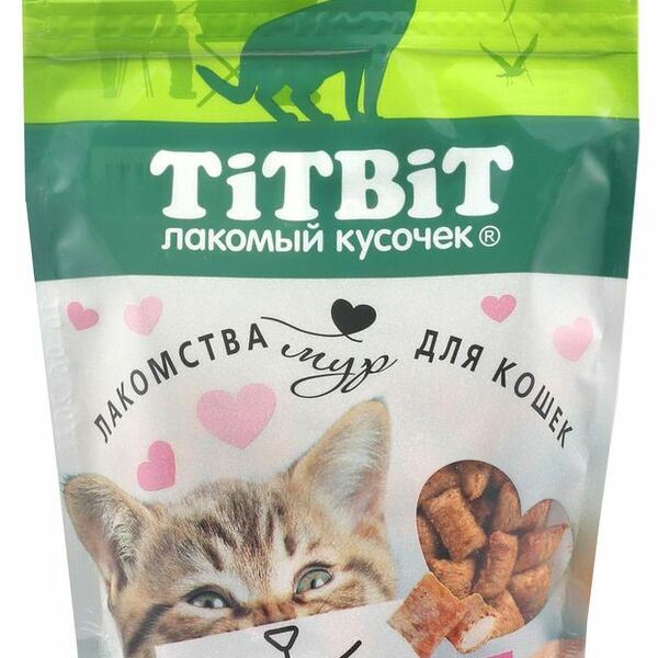 Лакомство для кошек Titbit Хрустящие подушечки для кошек с паштетом из лосося 100 г