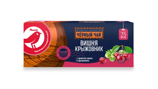Чай черный АШАН Красная птица со вкусом вишни и крыжовника, 25х2 г