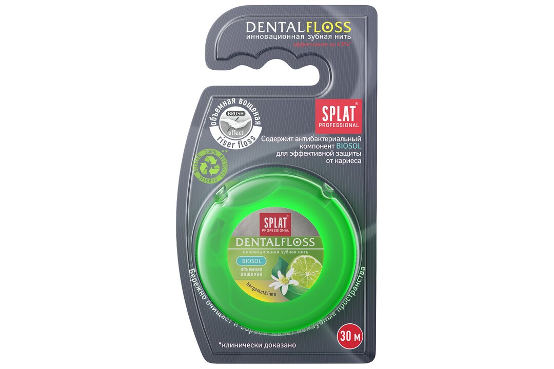 

Зубная нить Splat Professional Dentalfloss бергамот и лайм 30 м