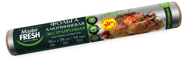 

Фольга Master Fresh алюминиевая экстрапрочная 10 м x 29 см, 14 мкм