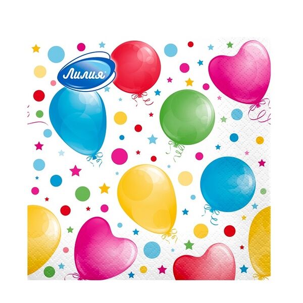 Салфетки Лилия Праздник 2-слойные 33х33 см 20 шт в ассортименте