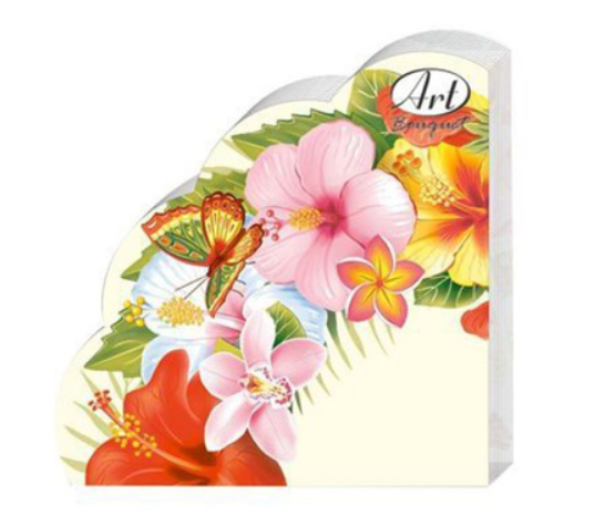 Салфетки бумажные Art Bouquet Тропические цветы 3 слоя,d 32 см,12шт