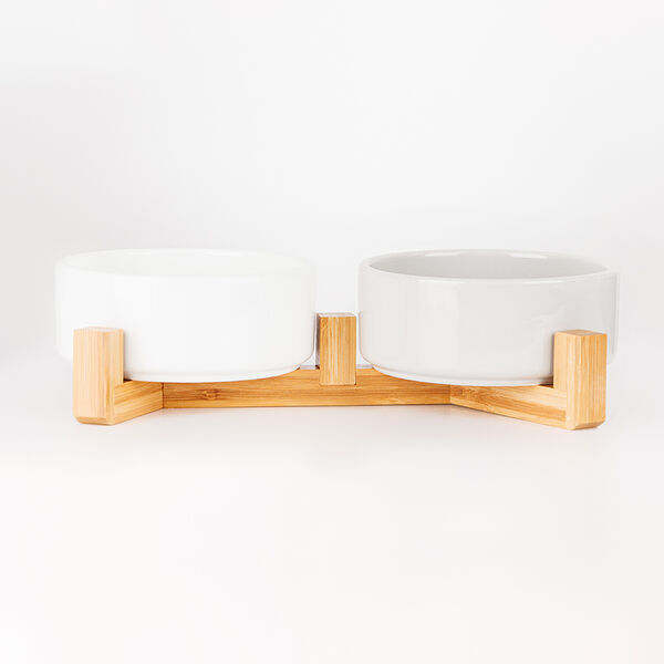 Миски керамические для кошек и собак, 13,5х5,5 см, бело-серый