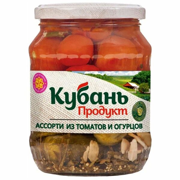 Ассорти Кубань продукт из томатов и огурцов, 680г