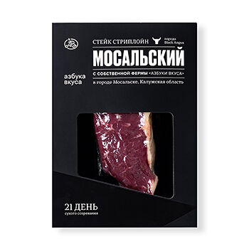 Стейк Стриплойн из мяса молодых бычков влажного созревания Мосальский АВ. Наши фермы ООО Городской cупермаркет Россия