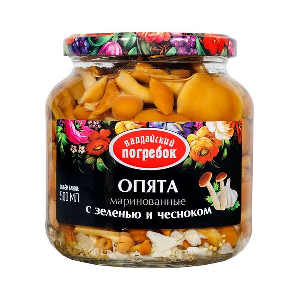 Опята маринов с зеленью и чесноком ст/б 500мл Валдайский погребок