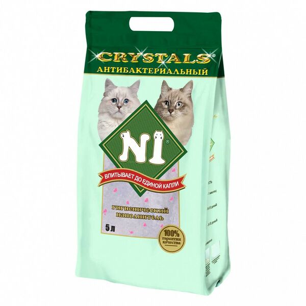Наполнитель N1 Crystals для кошачьего туалета, силикагелевый, антибактериальный