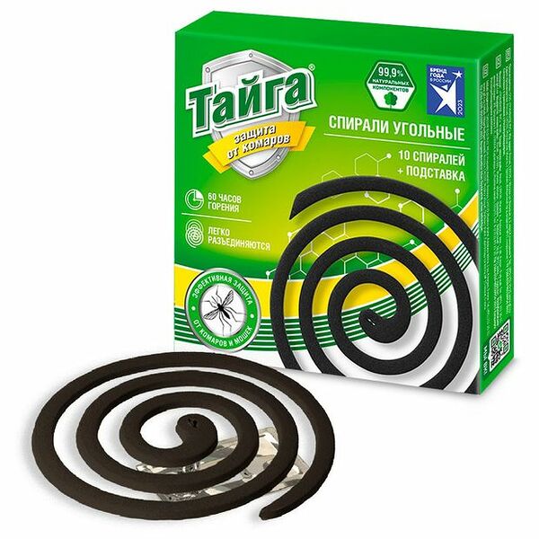 Спирали от комаров Тайга угольные 10шт, 100г