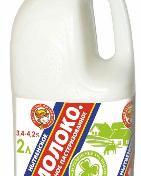 Молоко Нытвенский маслозавод цельное пастеризованное 3.4-4.2% 2 л