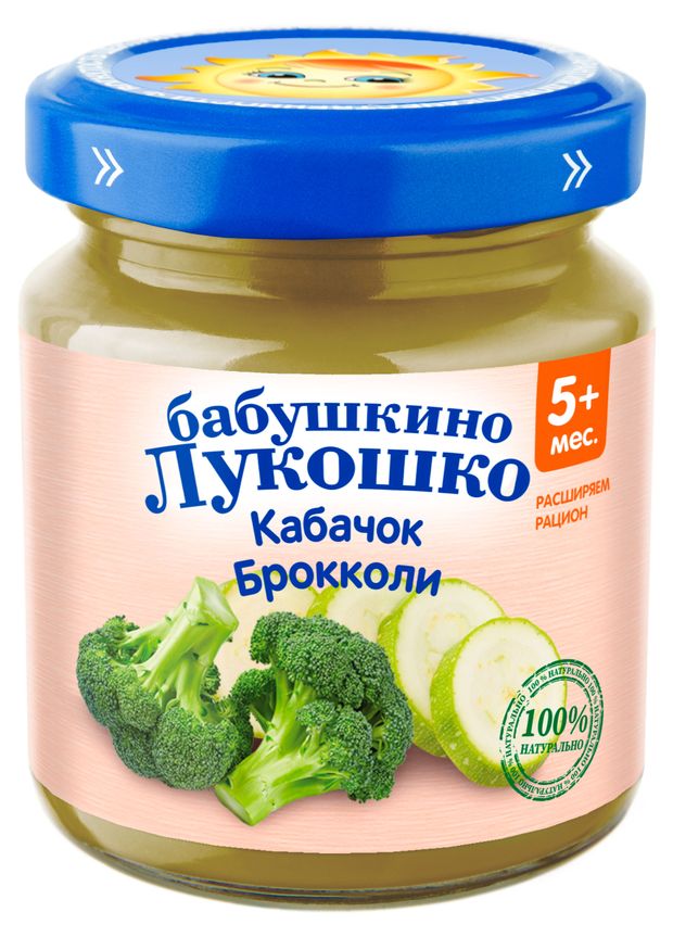 

Пюре овощное Бабушкино Лукошко кабачок-брокколи с 5 месяцев 100 г