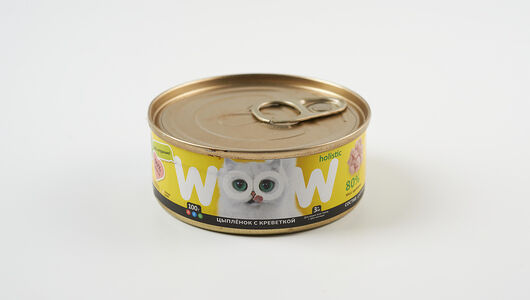 Корм для кошек WOOW филе в желе цыплёнок с креветкой 100гр