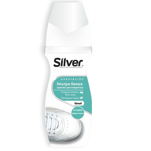 Краска-реставратор для обуви Silver Ультра Белая, 75 мл