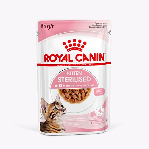 Влажный корм для кошек Royal Canin Kitten Sterilised для кастрированных и стерилизованных котят, в соусе, 85 гр.