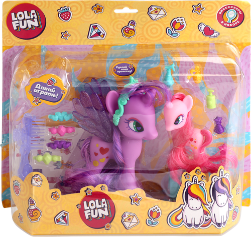 

Набор игровой LOLA FUN Пони – 2шт, с аксессуарами, 14 предметов, Арт. 63815 A-B