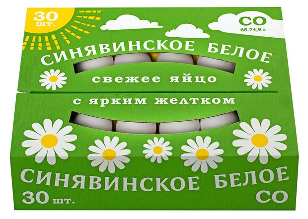 

Яйцо куриное Синявинская Птицефабрика белое С0 30 шт. 1700 г