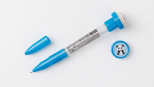 Ручка шариковая Вкусвилл светящаяся с мыльными пузырями и штампом