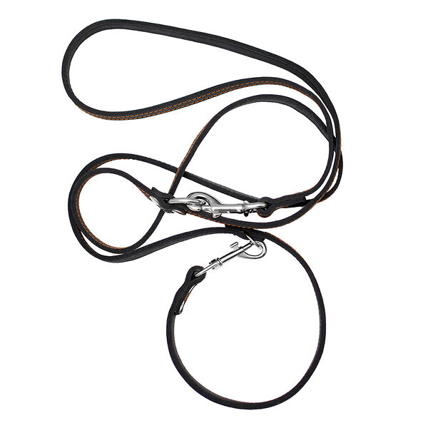 Dono Della поводок-перестежка, двухслойная кожа 15мм х 2,8м., Обсидиан