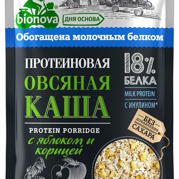 Каша овсяная протеиновая Bionova с яблоком и корицей