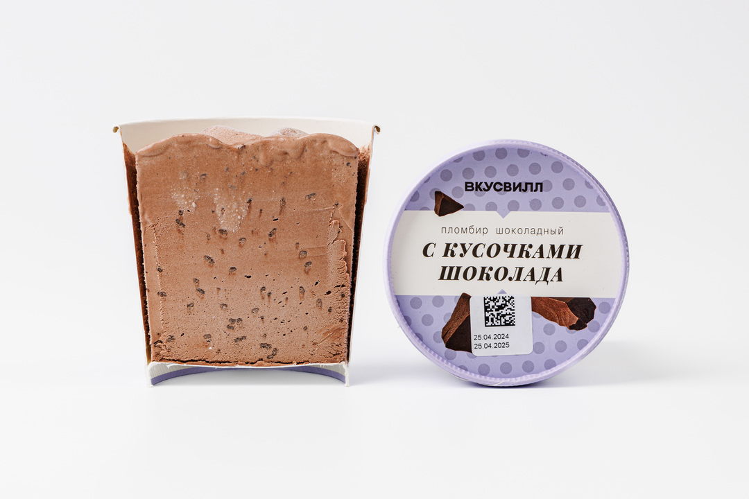 

Пломбир шоколадный ВкусВилл с кусочками шоколада 250 г