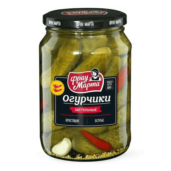 Огурцы Фрау Марта Застольные с перцем маринованные