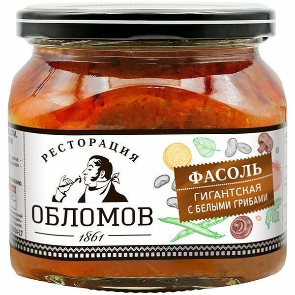 Фасоль Ресторация Обломов гигантская с белыми грибами 430 г