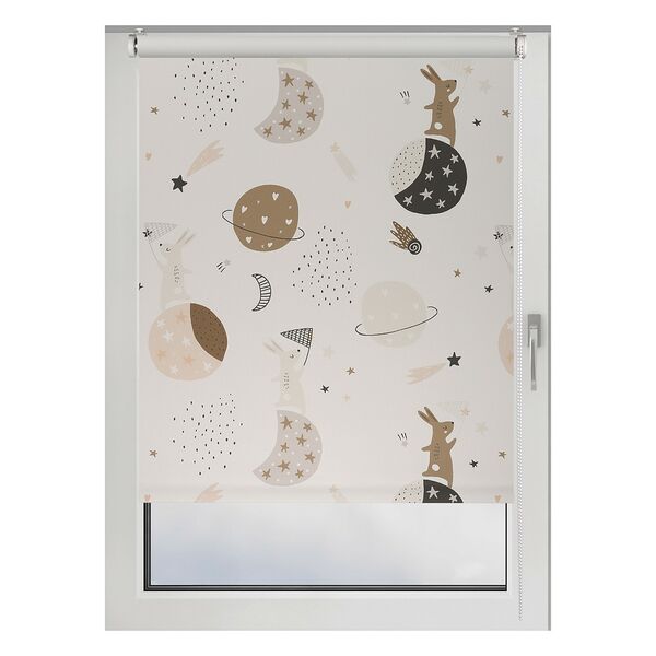 Штора рулонная Prakto Blackout Print Лунный заяц, 60х160 см, белый