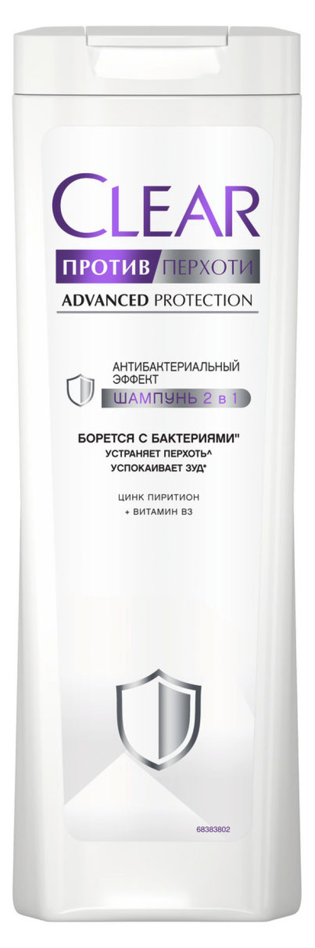 

Шампунь Клиар (Clear) 2в1 Против перхоти Антибактериальный эффект 380 мл