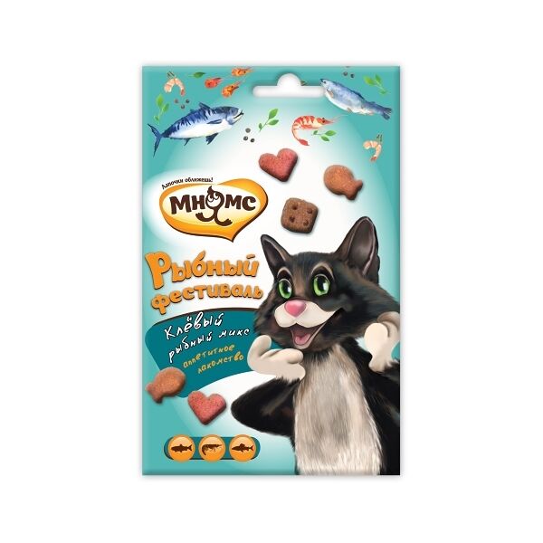 Лакомство Мнямс Рыбный фестиваль для кошек лосось-креветки-форель