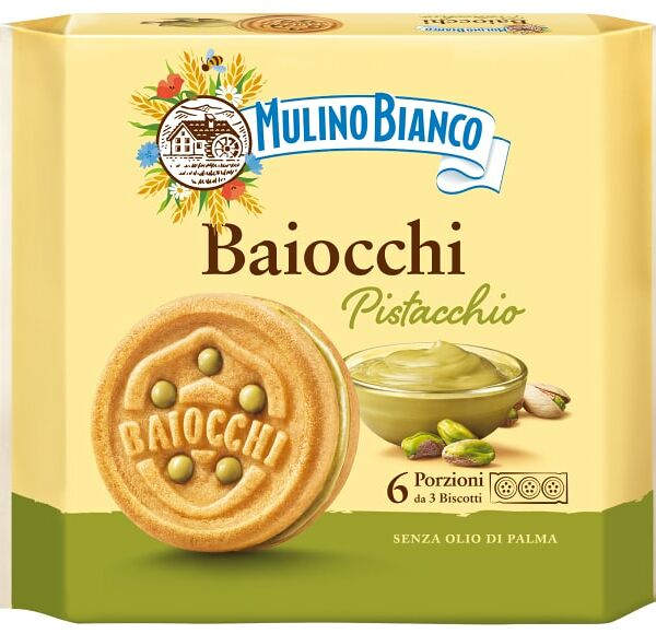 Печенье Mulino Bianco Байокки сахарное с фисташковой начинкой 168г