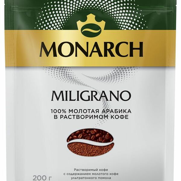 Кофе растворимый с добавлением молотого Monarch Miligrano натуральный сублимированный 200 г