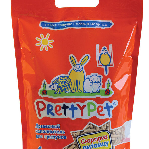 Наполнитель для грызунов и птиц древесный PrettyСat с морковными чипсами