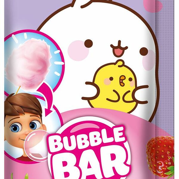 Жевательная резинка Molang Bubble Bar сладкая вата со вкусом клубники с подарком 5 г