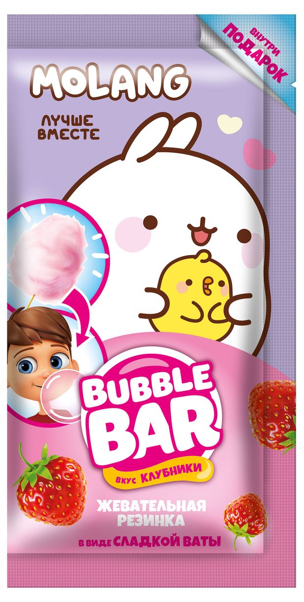 

Жевательная резинка Molang Bubble Bar сладкая вата со вкусом клубники с подарком 5 г
