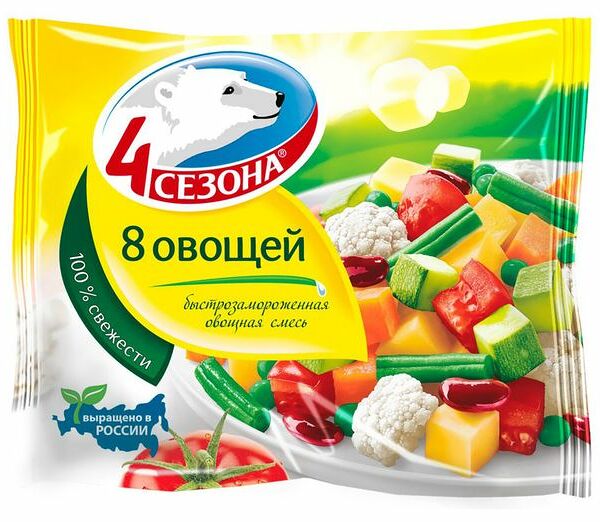 Смесь овощная 4 Сезона 8 Овощей быстрозамороженная 400 г