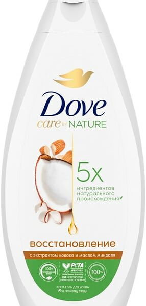 Крем-гель для душа Dove Восстанавливающий с экстрактом кокоса и маслом миндаля 250мл